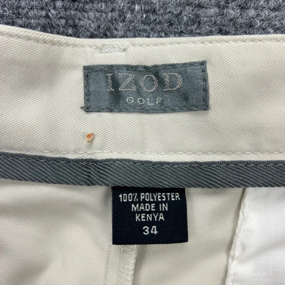 IZOD Golf Shorts Mens 34W Tan Khaki Swingflex Performance Pleated Front